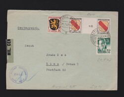Brief franz. Zone Mi.2, 10ZW (mit Zwischensteg) und Baden Mi.4 von ...