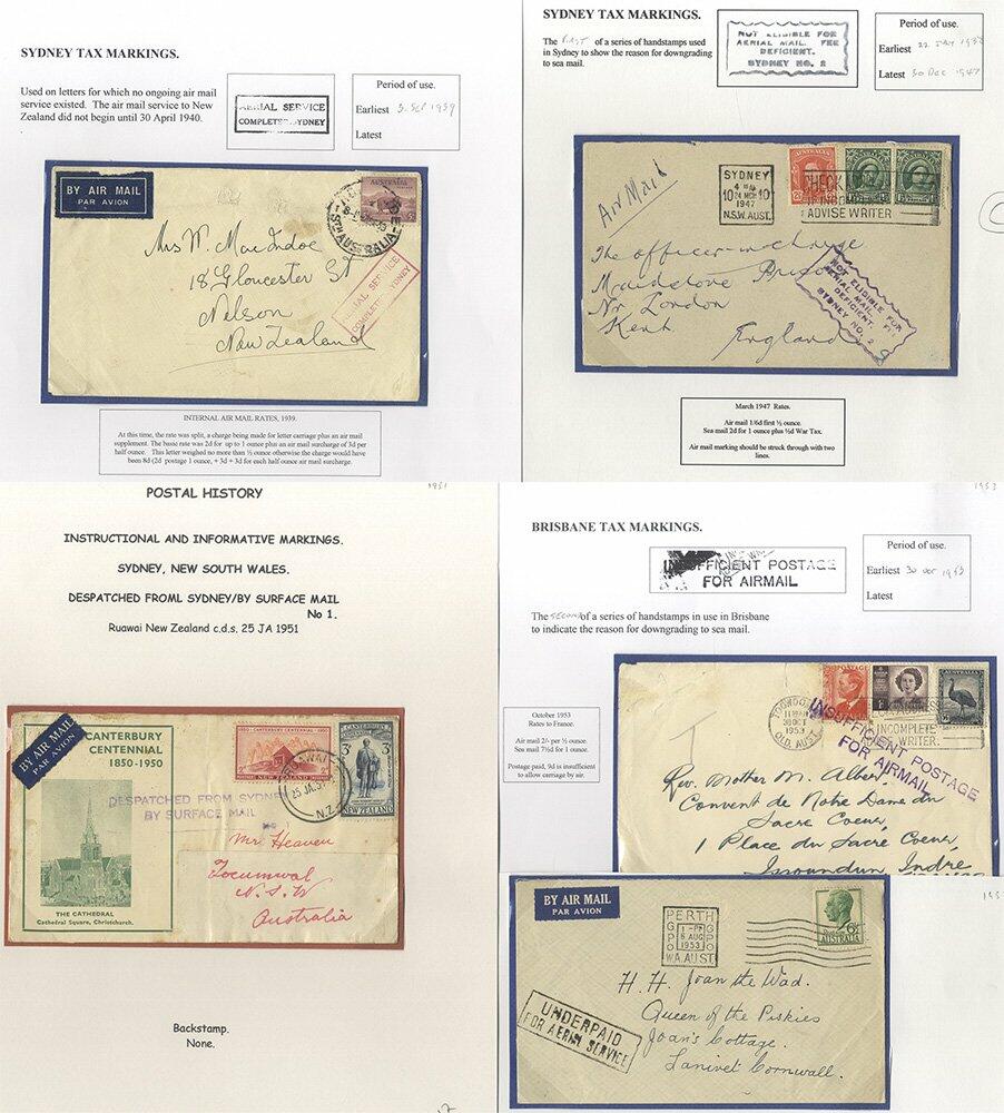 1939-54 covers (9) showing a series of instructional h/stamps incl. ...