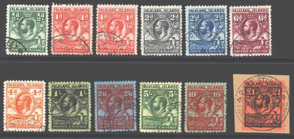 1929-37 Whale & Penguins set, VFU (£1 - VFU on piece), SG.116/126, ...