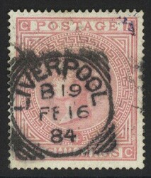 1867-83 Anchor 5s rose Pl.4, good U example with Liverpool squared ...