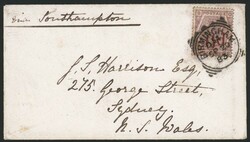 AUSTRALIA 1883 envelope from Birmingham to Sydney, N.S.W franked 6d ...