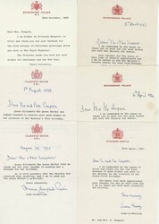 1990-95 Lady in Waiting typed messages on headed note paper ...