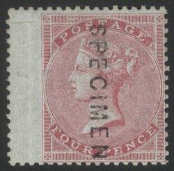 1856 Medium Garter 4d carmine on thick highly glazed paper Pl.1, ...