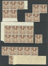 1939 2/6d brown (34) UM examples in blocks, strips, marginals etc. SG ...