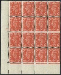 1941 1d pale scarlet (SG.486) UM Cylinder 168 corner marginal block ...