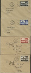 1955 Waterlow Castle High vals (SG.536/9) each on a separate envelope ...