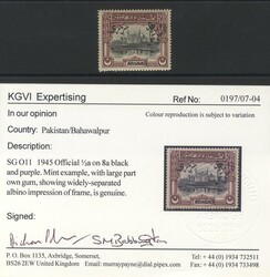 1945 Official ½a on 8a black & purple, SG.O11, fine example showing ...