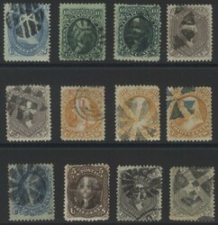 1861-66 good U selection with fancy cancels incl. 24c red lilac ...