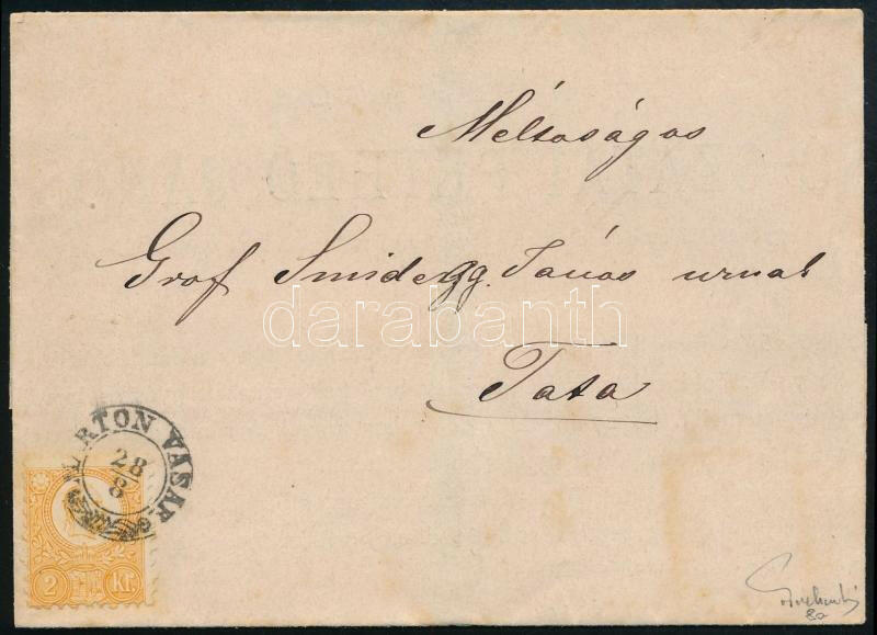 1871 Réznyomat 2kr gyászjelentésen / on printed matter "MARTON ...