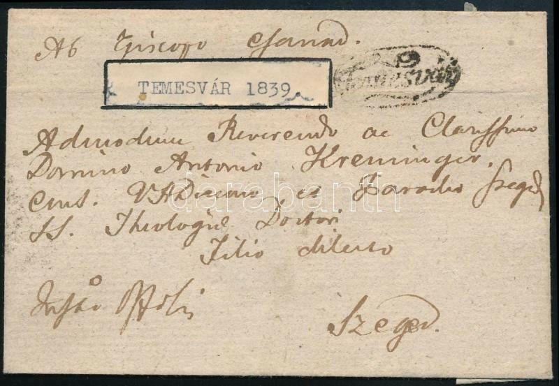 1839 Portós levél / Unpaid cover to Szeged "Temesvár" (Gudlin 150 ...