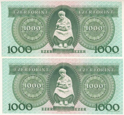1996. 1000Ft (2x) sorszámkövet?k "E 98563288 - E 98563289" T:XF / ...