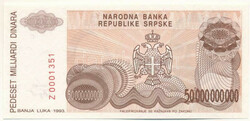 Bosznia-Hercegovina / Szerb Köztársaság / Banja Luka 1993. 50.000 ...