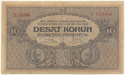 Csehszlovákia 1919. 10K "S. O 166 C 732300" T:VG / Czechoslovakia ...