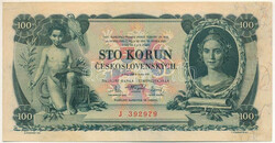 Csehszlovákia 1931. 100K "J 392979" T:F szép papír / ...