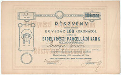 Marosvásárhely 1912. "Erdélyrészi Parcellázó Bank" névre ...