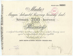 Arad 1913. "Martal Magyar Automobil Részvénytársaság" részvénye ...