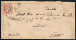 1869 5kr levélen, "MISKOLCZ" átmen? bélyegzéssel / Mi 37 on cover ...