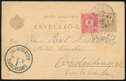 1896 2kr millenniumi díjjegyes levelez?lap 5kr díjkiegészítéssel ...