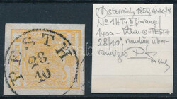 1850 1kr HP III. narancs, ívszéli nyomat szép szélekkel / orange, ...