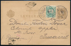 1896 2kr millenniumi díjjegyes levelez?lap 3kr díjkiegészítéssel ...