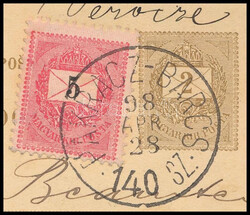 1898 2kr millenniumi díjjegyes levelez?lap 5kr díjkiegészítéssel ...