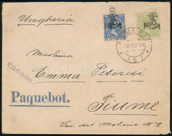 1898 Peterdi-féle hajópostalevél spanyol (!) bélyegekkel, ...