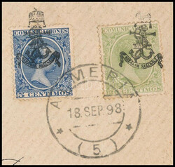 1898 Peterdi-féle hajópostalevél spanyol (!) bélyegekkel, ...