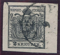 1850 2kr mélyfekete HP III. 6 mm ívszéllel, friss darab "ABONY" / ...