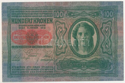 1912. 100K alacsony "2346 00464" sorszámmal, piros ...