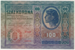 1912. 100K alacsony "2346 00464" sorszámmal, piros ...