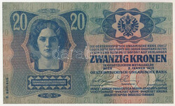 1913. 20K "1006 686002" második kiadás T:XF / Hungary 1913. 20 ...