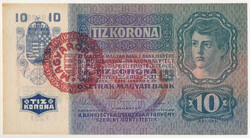 1915. 10K "1231 184296" piros "Magyarország" felülbélyegzéssel T ...