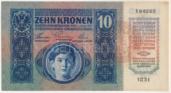 1915. 10K "1231 184296" piros "Magyarország" felülbélyegzéssel T ...