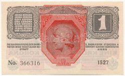 1916. 1K "1527 366316" zöld "DEUTSCHÖSTERREICH" ...