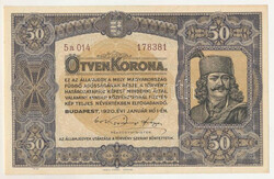 1920. 50K barna "5a 014 178381" sorszámmal, "Orell Füssli Zürich" ...