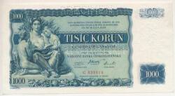 Csehszlovákia 1934. 1000K "SPECIMEN (MINTA)" perforációval, "G ...