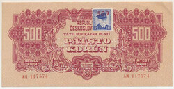 Csehszlovákia 1944. 500K "SPECIMEN (MINTA)" perforációval, ...