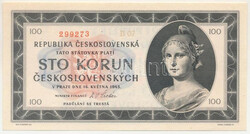 Csehszlovákia 1945. 100K három perforált lyuk, "B 07 299273" T:UNC ...