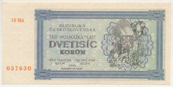 Csehszlovákia 1945. 2000K "SPECIMEN (MINTA)" perforációval, "19 ...