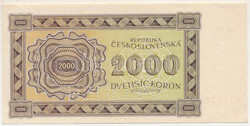 Csehszlovákia 1945. 2000K "SPECIMEN (MINTA)" perforációval, "19 ...