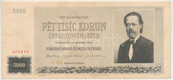 Csehszlovákia 1945. 5000K három perforált lyuk, "16 A 076819" T:XF ...
