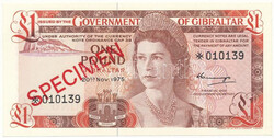 Gibraltár 1975. 1P "010139", piros "SPECIMEN (Minta)" bélyegzéssel ...