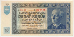 Szlovákia 1939. 10K "SPECIMEN (MINTA)" perforációval, "Ih 230406" ...
