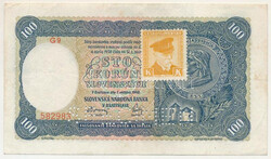 Szlovákia 1940. 100K "SPECIMEN" (minta) perforációval, ...