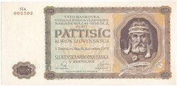 Szlovákia 1944. 5000K "3Lk 005502", "SPECIMEN (MINTA)" ...