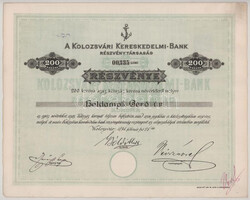 1894. Kolozsvár "Kolozsvári Kereskedelmi-Bank" részvénye ...
