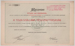1901. Szeged "Tisza Szálloda Részvénytársaság" részvénye ...