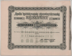 1903. Budapest "'Apollo' Épít?társaság Részvénytársaság" ...