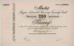 1913. Arad "Martal Magyar Automobil Részvénytársaság" részvénye ...
