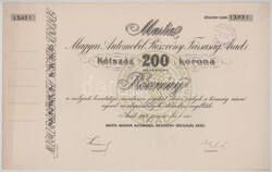 1916. Arad "Martal Magyar Automobil Részvénytársaság" részvénye ...